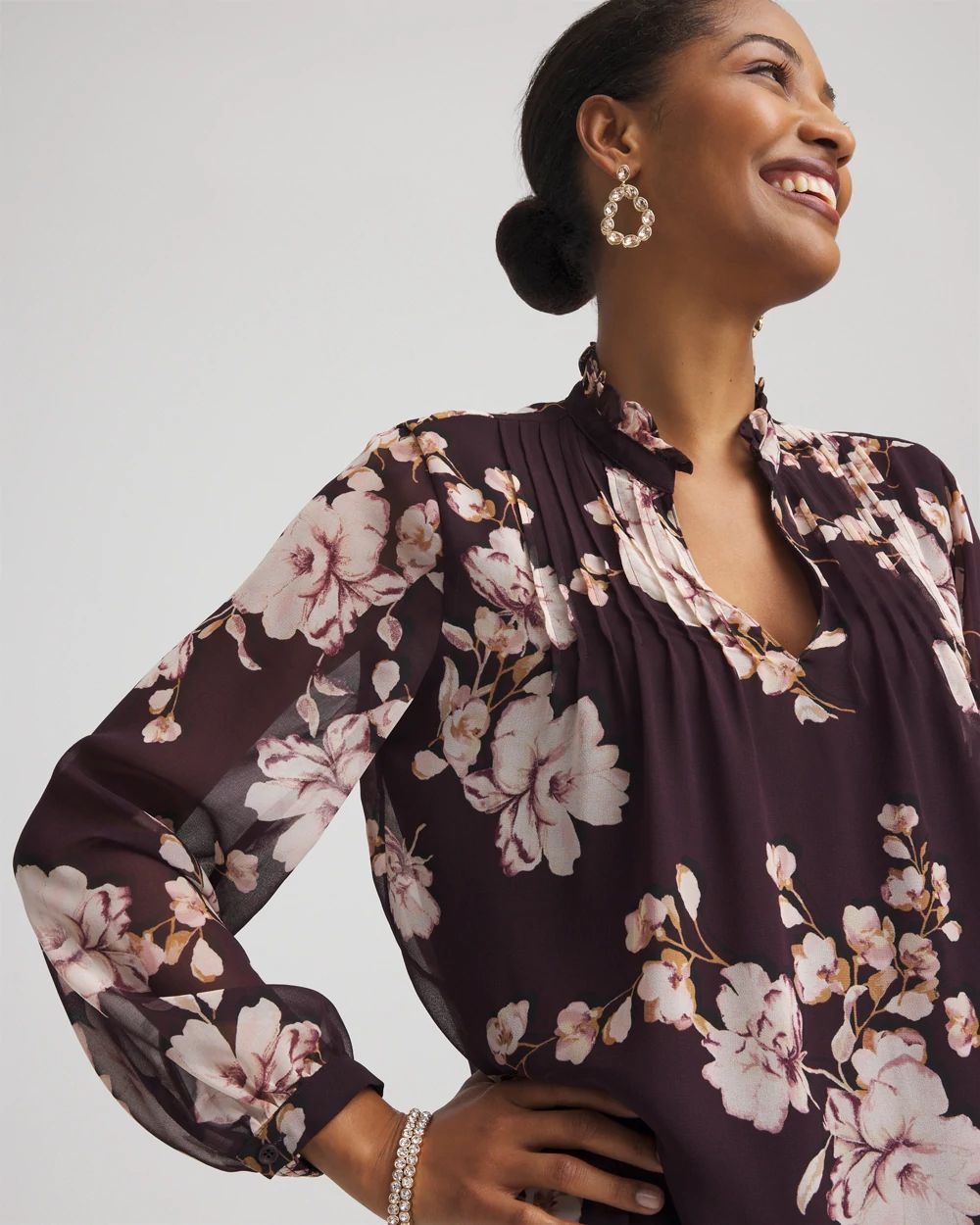 Frosty Floral Ruffleneck Blouse | Chico's